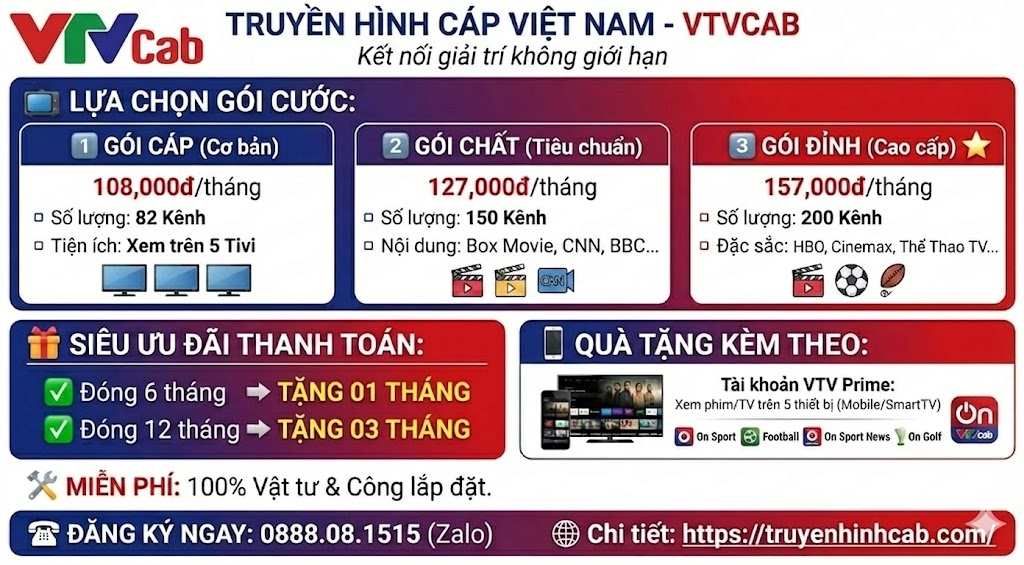 BẢNG GIÁ CƯỚC TRUYỀN HÌNH CÁP VIỆT NAM BẢNG GIÁ CƯỚC TRUYỀN HÌNH CÁP VIỆT NAM